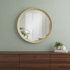 20" Cream Round Wood Framed Accent Mirror