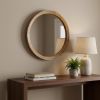 20" Natural Round Wood Framed Accent Mirror