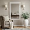 28" White Rectangle Wall Mounted Full Length Hanging Mirror