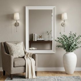 28" White Rectangle Wall Mounted Full Length Hanging Mirror