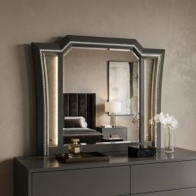 38" Metallic Gray Lighted Dresser Mirror