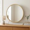 19" Faux Fur, Mirror, White & Brass Finish Round Makeup Shaving Tabletop Mirror