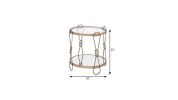 23" Gold Mirrored And Metal Round End Table With Shelf