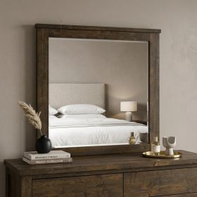 40" Oak Rectangle Dresser Mirror Mounts To Dresser With Frame