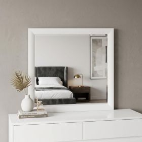 35" White Rectangle Dresser Mirror Mounts To Dresser With Frame
