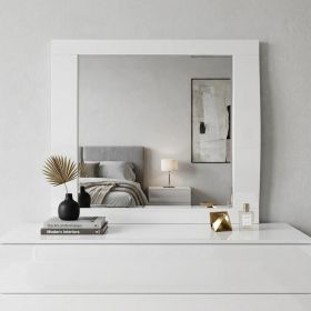 37" White & Chrome Leg Dresser Mirror