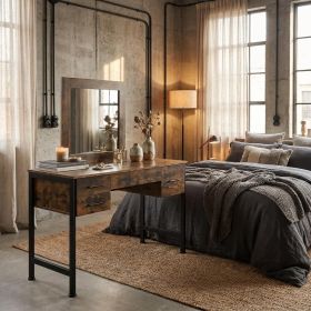 53" Rustic Oak & Black Finish Dresser Mirror