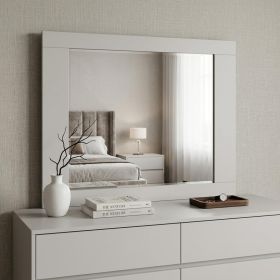 37" White High Gloss Square Dresser Mirror