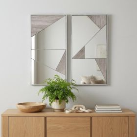 Set of Two Chrome and Natural Framed Accent Mirror