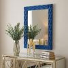 74" Blue Velvet Accent Mirror