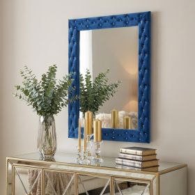 74" Blue Velvet Accent Mirror