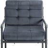 27" Gray Velvet And Steel Arm Chair