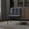 27" Gray Velvet And Steel Arm Chair