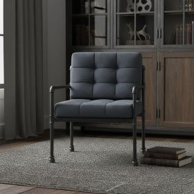 27" Gray Velvet And Steel Arm Chair