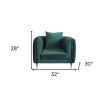 32" Green Velvet And Black Solid Color Arm Chair