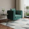 32" Green Velvet And Black Solid Color Arm Chair