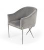 25" Grey Velvet And Silver Solid Color Arm Chair