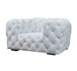 57" White And Black Top Grain Leather Tufted Chesterfield Chair