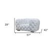 57" White And Black Top Grain Leather Tufted Chesterfield Chair