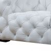 57" White And Black Top Grain Leather Tufted Chesterfield Chair