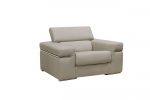 50" Light Grey Faux Leather And Brass Solid Color Arm Chair