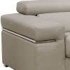 50" Light Grey Faux Leather And Brass Solid Color Arm Chair