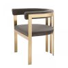 24" Grey Velvet And Gold Arm Chair