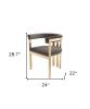 24" Grey Velvet And Gold Arm Chair