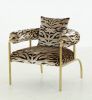 34" Beige And Black 100% Polyester And Gold Animal Print Arm Chair