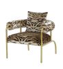 34" Beige And Black 100% Polyester And Gold Animal Print Arm Chair