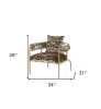 34" Beige And Black 100% Polyester And Gold Animal Print Arm Chair