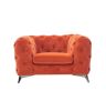 50" Orange Velvet And Silver Solid Color Chesterfield Chair