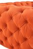 50" Orange Velvet And Silver Solid Color Chesterfield Chair