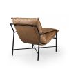 28" Camel Top Grain Leather And Black Solid Color Arm Chair
