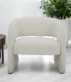 31" Cream Textural Solid Color Arm Chair