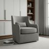 30" Gray Polyester Blend Solid Color Swivel Arm Chair