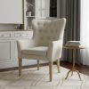 28" Taupe 100% Polyester And Natural Tufted Arm Chair