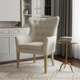 28" Taupe 100% Polyester And Natural Tufted Arm Chair