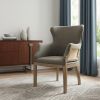 25" Gray Linen And Natural Solid Color Arm Chair