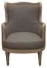 26" Gray Linen And Natural Solid Color Arm Chair