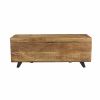 46" Honey And Black Solid Wood Entryway Bench with Flip Top