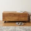 46" Honey And Black Solid Wood Entryway Bench with Flip Top