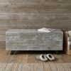 46" Whitewash Gray And Black Solid Wood Entryway Bench with Flip Top