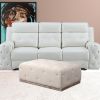 48" Ivory Velvet And Brown Tufted Cocktail Ottoman