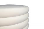 21" White Velvet Tufted Round Cocktail Ottoman