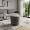 21" Gray Velvet Tufted Round Cocktail Ottoman