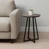 22" Black And Deep Taupe Round End Table