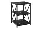 26" Black Square End Table With Two Shelves