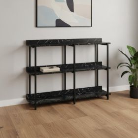34" Black End Table With Three Shelves