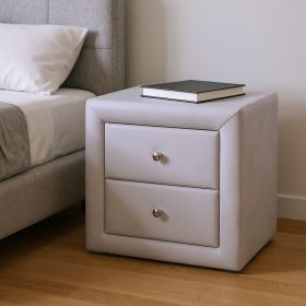 21" Light Gray Velvet Two Drawer Nightstand